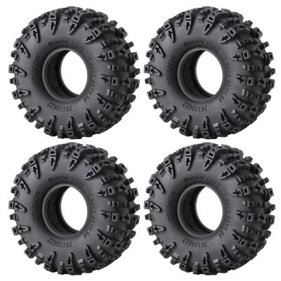 4Pcs JGGZONE Rubber 1.1" Crawler Mud Terrain Tires Super Grip Soft Tyre OD 64mm RC Mud Tyres Tires with Foam Inserts Compatible with 1/18 Traxxa TRX4M Redcat Ascent-18 RC Car Upgrades (Black A)