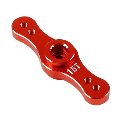 MIVHQYBU CNC Metal Double-Sided Steering Servo Arm 15T/17T Compatible with 1/5 RC Cars Compatible with Symmetrical Steering Parts(Red)