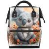 XMNYGJ Diaper Bag Backpack for Women Cute Koala Floral Nursing Diaper Backpack Waterproof Travel Mommy Daypack Portable Nappy Bags Large Maternity Changing Daycare Purse for Mom Dad view 1