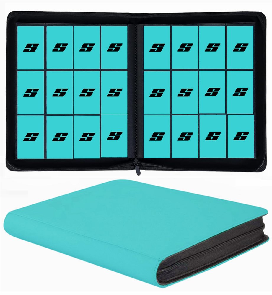 12 Pocket 720 Pockets Trading Card Binder, Ringless Side Loading Card Holder Album, Trading Card Album Fit for YuGiOh, MTG, TCG, Game Cards, Sports, Business Cards (Teal)