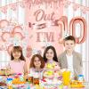 36pcs Rose Gold 10th Birthday Decorations for Girls Peace Out Single Digits Happy 10th Birthday Door Banner Cover Balloons 10 Year Old Decorations Girls Ten Year Old Supplies view 2