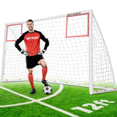Backyard Soccer Goal, Soccer Net w/Corner Targets 12'x6' High-Strength Fast Set-Up | Football Soccer Gifts for All Ages