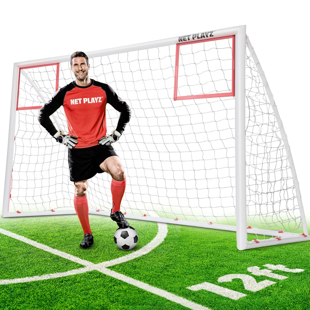 Backyard Soccer Goal, Soccer Net w/Corner Targets 12'x6' High-Strength Fast Set-Up | Football Soccer Gifts for All Ages