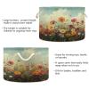 KEEPREAL 20x14 Inch Foldable Toy Storage Basket - Round Waterproof Wild Flowers Oil Painting Laundry Basket with Cotton Handles for Kids Room, Bathroom, Car, Closet Organizing #438 view 3