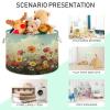 KEEPREAL 20x14 Inch Foldable Toy Storage Basket - Round Waterproof Wild Flowers Oil Painting Laundry Basket with Cotton Handles for Kids Room, Bathroom, Car, Closet Organizing #438 view 4
