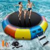 Inflatable Water Trampoline 10FT/12FT Floating Trampoline for Kids & Adults Recreational Water Bouncer Portable Bounce Platform with Electric Pump, Rope Ladder for Lake Pond Pool (Orange, 10FT) view 1
