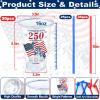 100Pcs USA 250th Anniversary 4th of July Decorations Patriotic Party Supplies, 50Pcs 16oz 4th of July Party Cups Patriotic Disposable Plastic Cups 50Pcs Red Blue Straws Independence Day Memorial Day view 2