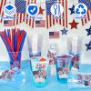 100Pcs USA 250th Anniversary 4th of July Decorations Patriotic Party Supplies, 50Pcs 16oz 4th of July Party Cups Patriotic Disposable Plastic Cups 50Pcs Red Blue Straws Independence Day Memorial Day view 3