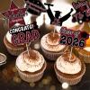 2026 Graduation Cupcake Toppers, 48 Pcs Class of 2026 Cupcake Toppers Congrats Grad Cupcake Picks for Dessert Food Pizza for Graduation Party Decorations (Maroon Black) view 2