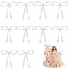 10 Pcs Pearl Bow Cake Toppers, 4.3x3.9 Inches White Pearl Beaded Cake Decorations, Large and Small Pearls, Elegant Cupcake Toppers for Weddings, Birthday, Valentines Day and Baby Shower Party Supplies view 1