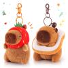 Achwishap 2PCS Capybara Plush Keychain,Cute Keychain Capybara Stuffed Animal,Soft Capybara Plushies Toys Key Chain,Kawaii Plush Stuffed Toys for Kids Adults Birthday Gifts(Strawberry Hat,Bread) view 1