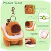 Achwishap 2PCS Capybara Plush Keychain,Cute Keychain Capybara Stuffed Animal,Soft Capybara Plush Toys Key Chain,Kawaii Plushie Stuffed Toy for Student Kids Adult Birthday Gifts(Turtle,Bread) view 3