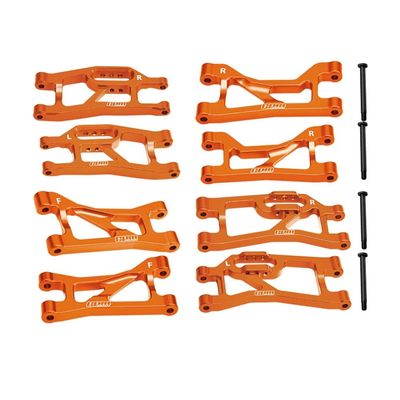 Aluminum 7075 Alloy Front Upper & Lower + Rear Upper & Lower Suspension Arms for Traxxas 1/16 Mini Maxx 4WD RTR Brushless Monster Truck 107154-1 Upgrades - Orange