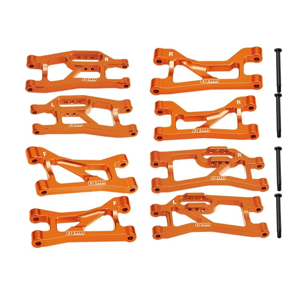 Aluminum 7075 Alloy Front Upper & Lower + Rear Upper & Lower Suspension Arms for Traxxas 1/16 Mini Maxx 4WD RTR Brushless Monster Truck 107154-1 Upgrades - Orange