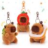 Achwishap 3PCS Capybara Plush Keychain,Cute Keychain Capybara Stuffed Animal,Capybara Plush Toys Key Chain,Kawaii Plushie Stuffed Toys for Kids Adults Birthday Gifts(Turtle,Strawberry Hat,Bread) view 1