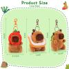 Achwishap 3PCS Capybara Plush Keychain,Cute Keychain Capybara Stuffed Animal,Capybara Plush Toys Key Chain,Kawaii Plushie Stuffed Toys for Kids Adults Birthday Gifts(Turtle,Strawberry Hat,Bread) view 2