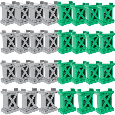 Kugliwa 30 Pcs Train Bridge Pier Track Wooden Bridges Support Railway Accessories Compatible with All Major Train Set, Grey Green