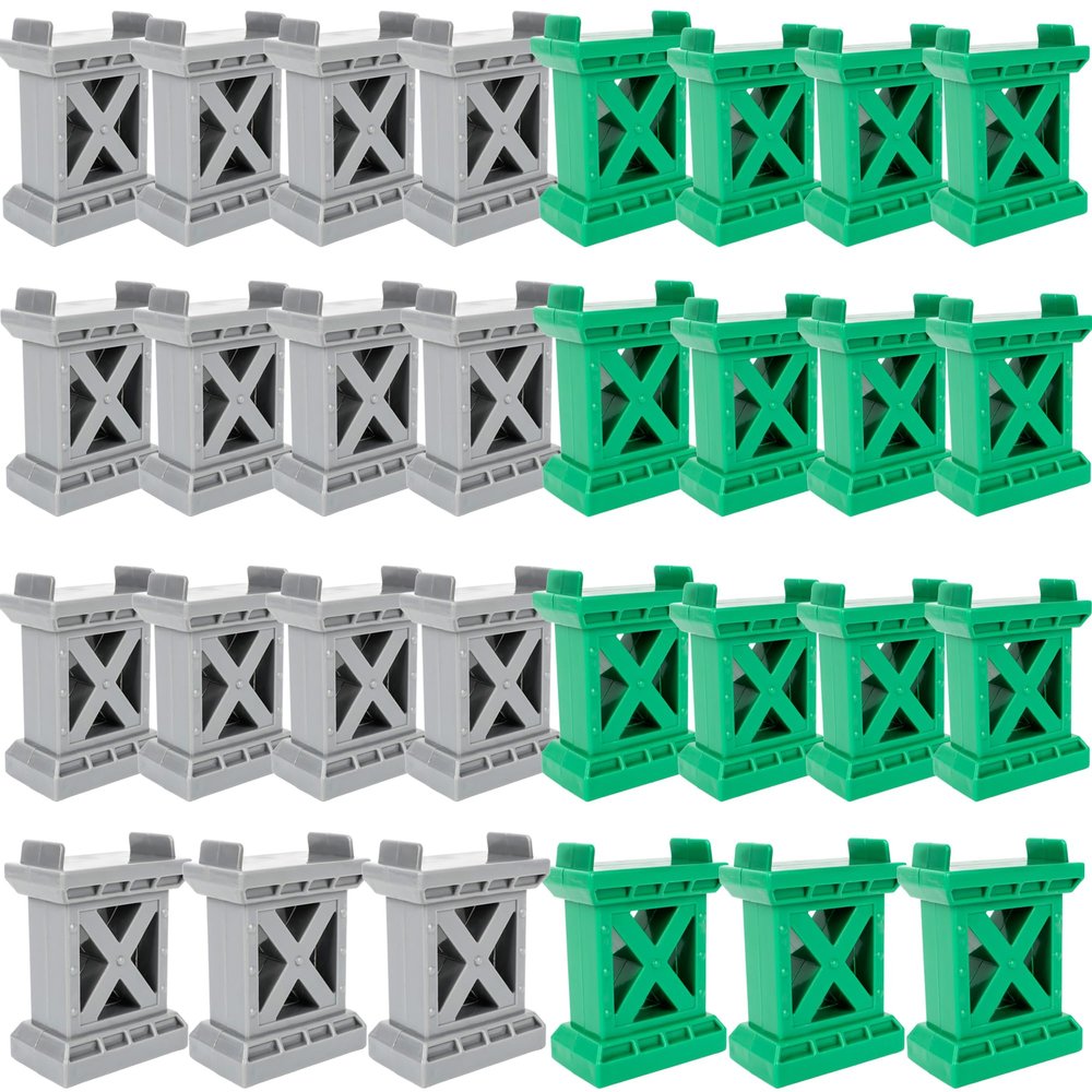 Kugliwa 30 Pcs Train Bridge Pier Track Wooden Bridges Support Railway Accessories Compatible with All Major Train Set, Grey Green
