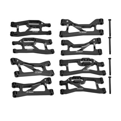 Aluminum 7075 Alloy Front Upper & Lower + Rear Upper & Lower Suspension Arms for Traxxas 1/16 Mini Maxx 4WD RTR Brushless Monster Truck 107154-1 Upgrades - Black