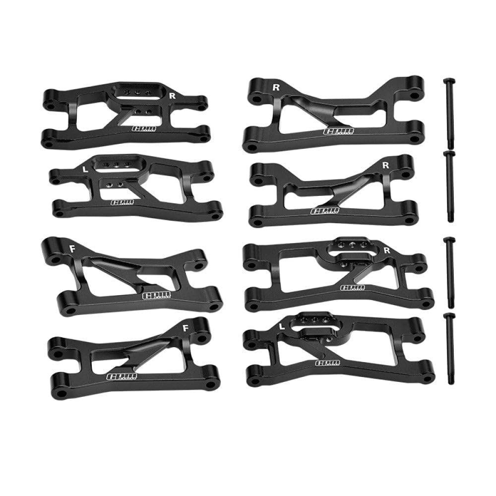 Aluminum 7075 Alloy Front Upper & Lower + Rear Upper & Lower Suspension Arms for Traxxas 1/16 Mini Maxx 4WD RTR Brushless Monster Truck 107154-1 Upgrades - Black