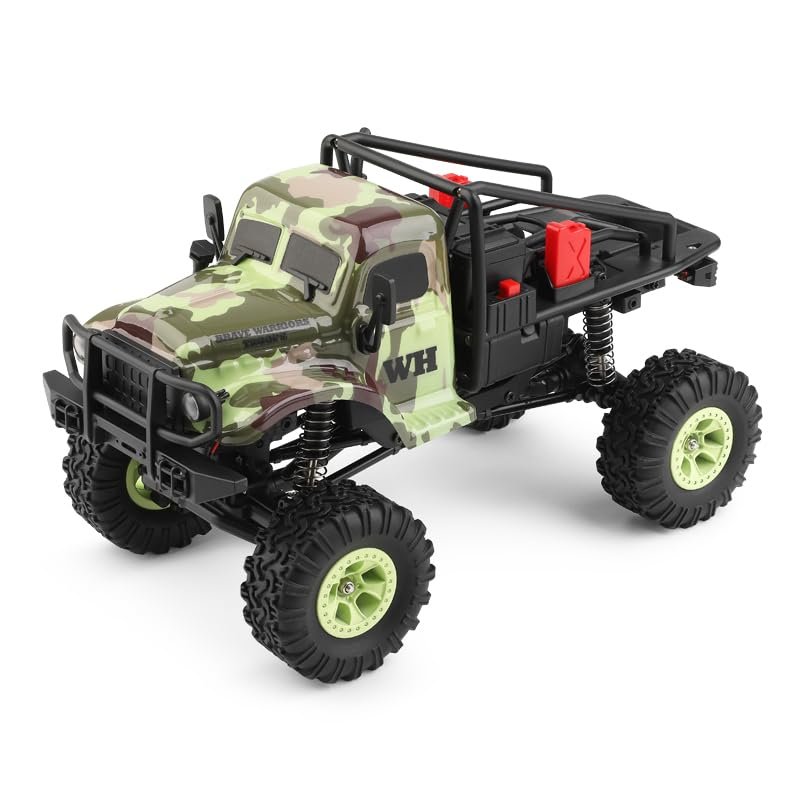 HOENTECH 2.4GHz Remote Control Car, 3KM/H High Speed 4WD Electric Off-Road Climbing Crawler Vehicle, 1:18 Off-Road Monster Truck with LED Lights - Ideal Gift for Adult