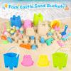 REZUCREY Beach Toys for Kids Toddlers, Sand Castle Toys with 4 Sand Bucket and Shovels, Mesh Bag & Molds, Ice Cream Travel Sandbox for Beach Sandbox for Toddlers Kids Baby Boys Girls Age 3-10 view 2