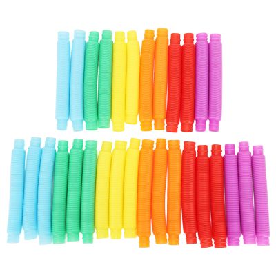 30 Pcs Pop Tubes Yellow Orange Blue Green 17mm Stretchable Bendable Pull Tube Toy
