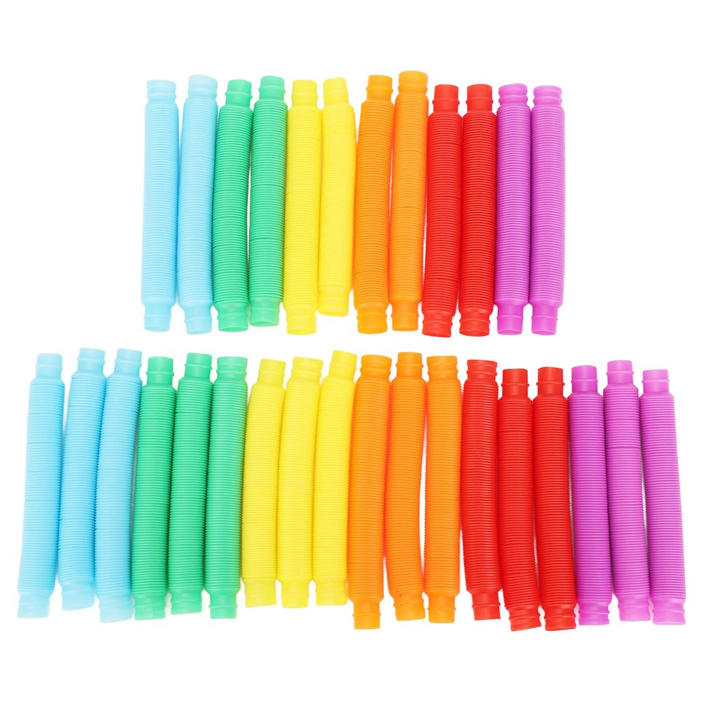 30 Pcs Pop Tubes Yellow Orange Blue Green 17mm Stretchable Bendable Pull Tube Toy