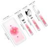 Blooming carnations Children's three-piece knife, fork and spoon set, stylish white handle and portable box 6.33.1 inches view 2