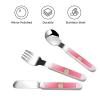 Blooming carnations Children's three-piece knife, fork and spoon set, stylish white handle and portable box 6.33.1 inches view 3