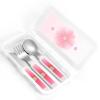 Blooming carnations Children's three-piece knife, fork and spoon set, stylish white handle and portable box 6.33.1 inches view 4