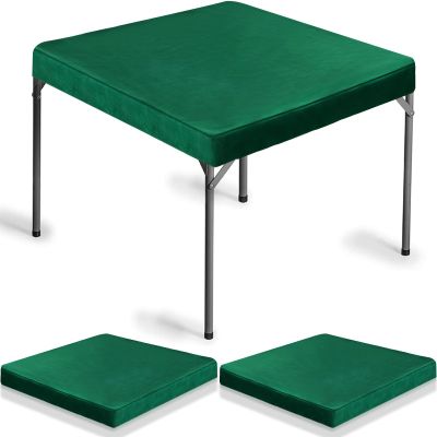 Frienda 2 Pack Felt Game Table Cover 34 x 34 Inches Square Folding Table Cloth Easter Indoor Outdoor for Card Tables, Ideal for New Year Poker Mahjong Games, Picnic, Camping & Party(Dark Green)