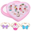 Vaguelly 24pcs Adjustable Cartoon Rings for Girls Dress-up Jewelry Heart-shaped Storage Box for Boys and Girls Playtime and Party Favors view 1