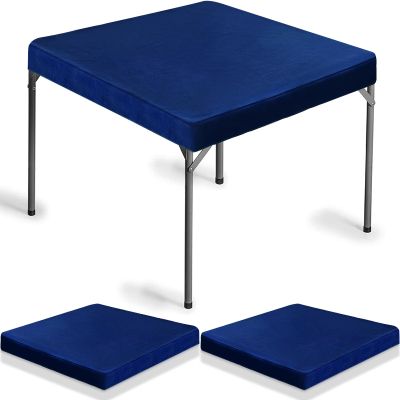 Frienda 2 Pack Felt Game Table Cover 34 x 34 Inches Square Folding Table Cloth Easter Indoor Outdoor for Card Tables, Ideal for New Year Poker Mahjong Games, Picnic, Camping & Party(Navy Blue)