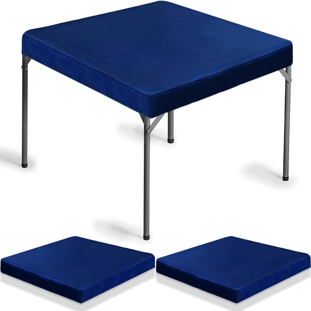 Frienda 2 Pack Felt Game Table Cover 34 x 34 Inches Square Folding Table Cloth Easter Indoor Outdoor for Card Tables, Ideal for New Year Poker Mahjong Games, Picnic, Camping & Party(Navy Blue)