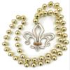 Antique White Fleur de Lis Mardi Gras Bead Necklace New Orleans view 1