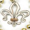 Antique White Fleur de Lis Mardi Gras Bead Necklace New Orleans view 2