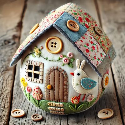 liqiaofang Patchwork Felt Egg House DIY Bunny House Craft Kit with DIY Material Package for Beginners Kids Adults, Easter Chick Eggs Ornaments Home Easter Party Decoration Supplies (D)