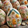 liqiaofang Patchwork Felt Egg House DIY Bunny House Craft Kit with DIY Material Package for Beginners Kids Adults, Easter Chick Eggs Ornaments Home Easter Party Decoration Supplies (D) view 2