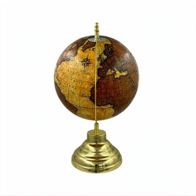 Samyuktha Educational/Antique Globe with Brass Antique Arc and Base/World Globe/Home Decor/Office Decor/Gift Item / 8 inches (Antique Brown Yellow)