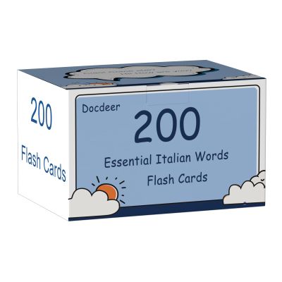 200 Essential Italian Words Vocabulary Flash Cards Flashcard for Beginners Adults | Learn Italian for Beginners Adult