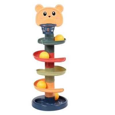 Ball Ball Tower Interactive Educational Funny Bright Colors Ball Drop and Roll Tower for Toddler Kids (5 Layers with 5 Golfs Uniform Size)