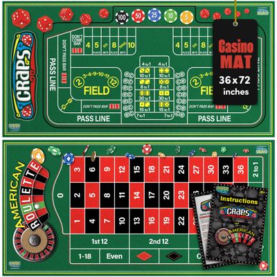 Gamie Double Sided Felt Roulette and Craps Table Mat, 36 x 72 Casino Games for Poker Night Party, Casino Gift for Adults Stocking Stuffers, 2-in-1 Professional Grade Game with Instructions Booklet