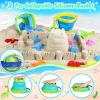 Beach Toys, 36Pcs Dinosaur Sand Toys for Kids Toddlers, Sandbox Toys with 2 Truck, Collapsible Beach Bucket, Mesh Bag, Sand Molds, Sand Castle Building Kit, Travel Beach Toy for Kids Toddlers Ages3-12 view 2