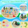 Beach Toys, 36Pcs Dinosaur Sand Toys for Kids Toddlers, Sandbox Toys with 2 Truck, Collapsible Beach Bucket, Mesh Bag, Sand Molds, Sand Castle Building Kit, Travel Beach Toy for Kids Toddlers Ages3-12 view 4