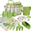 Kids Gardening Set 14Pcs Gardening Tools for Kids with Tote Bag,Watering Can, Shovel, Apron, Garden Book and More Educational STEM Learning Outdoor for Toddlers Boys Girls (Green-1) view 1