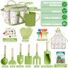 Kids Gardening Set 14Pcs Gardening Tools for Kids with Tote Bag,Watering Can, Shovel, Apron, Garden Book and More Educational STEM Learning Outdoor for Toddlers Boys Girls (Green-1) view 2