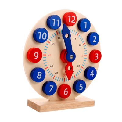 SKISUNO 1 Set Educational Wooden Clock for Time Cognition Learning Tool Simulated Clock Model for 1st for Classroom Use and Home Learning