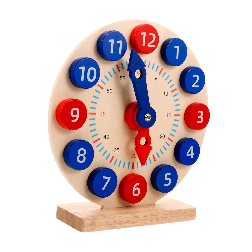 SKISUNO 1 Set Educational Wooden Clock for Time Cognition Learning Tool Simulated Clock Model for 1st for Classroom Use and Home Learning