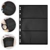 LUOZZY 10 Pcs Double Sided Stamp Album Pages for Collectors 9 Hole Binder Sheets Black Background Triple Row Insert view 2